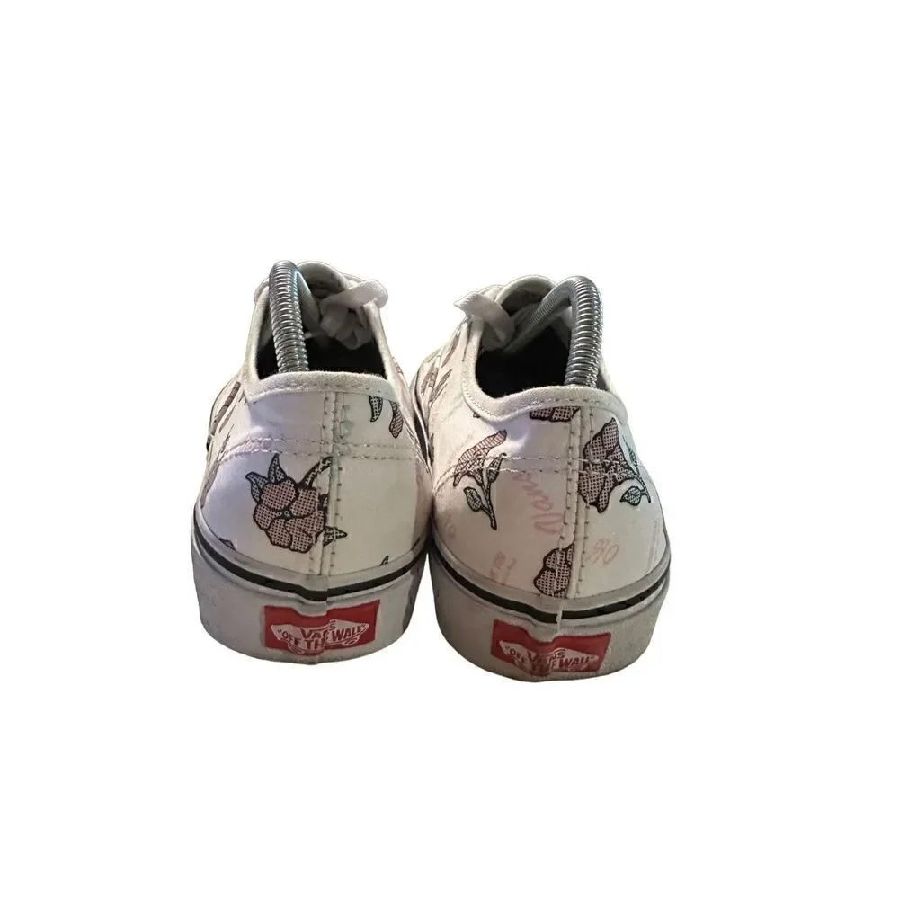 VANS Authentic Low Thank You Floral 507698 White Flowers Womens Size 8 Shoes